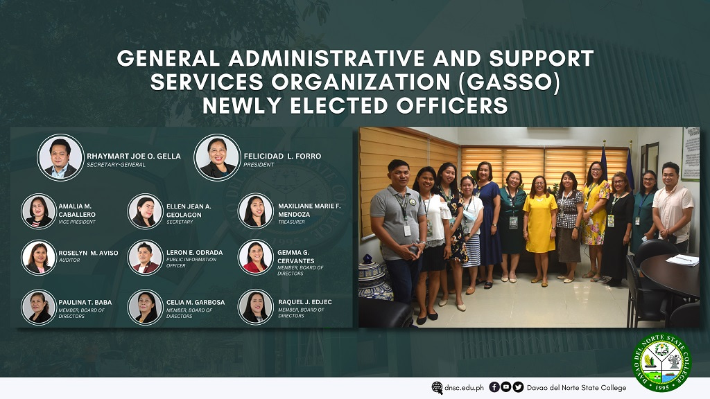 GENERAL ADMINISTRATIVE AND SUPPORT SERVICES ORGANIZATION GASSO NEWLY ELECTED OFFICERS