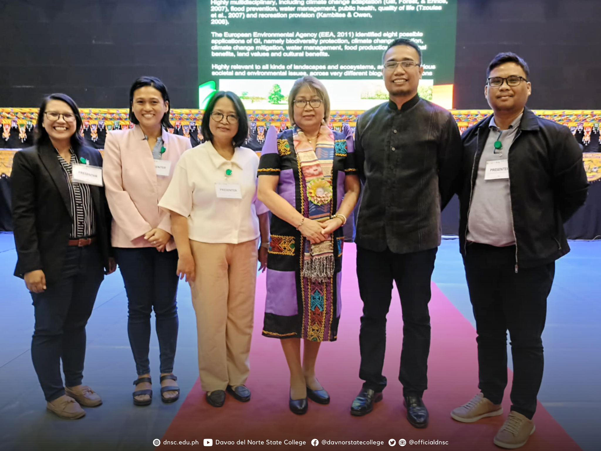 (From left to right) Dean of Institute of Advance Studies, Dr. Nickel Jean I. Sastine; Marine Biology faculty, Kristine Joy S. Gumanao; Vice-president for Academic Affairs, Dr. Girly S. Gumanao; OIC President of Sultan Kudarat State University, Dr. Jesusa D. Ortuoste; Vice-president for Research, Extension and Production, Dr. Eliseo F. Huesca Jr.; Research staff, Anselmo G. Anobong. Photo by: Kristine Joy S. Gumanao.