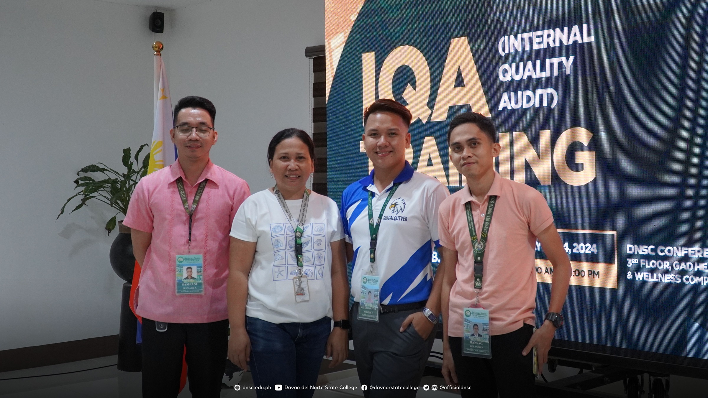 New members of the IQA auditors. (L-R) Denmark A. Sampani; JC Jun C. Gallera; Nolie Jr. C. Guadalquiver; Rolando P. Bansag Jr.. Photo by Randy Magayon, DNSC PIO.