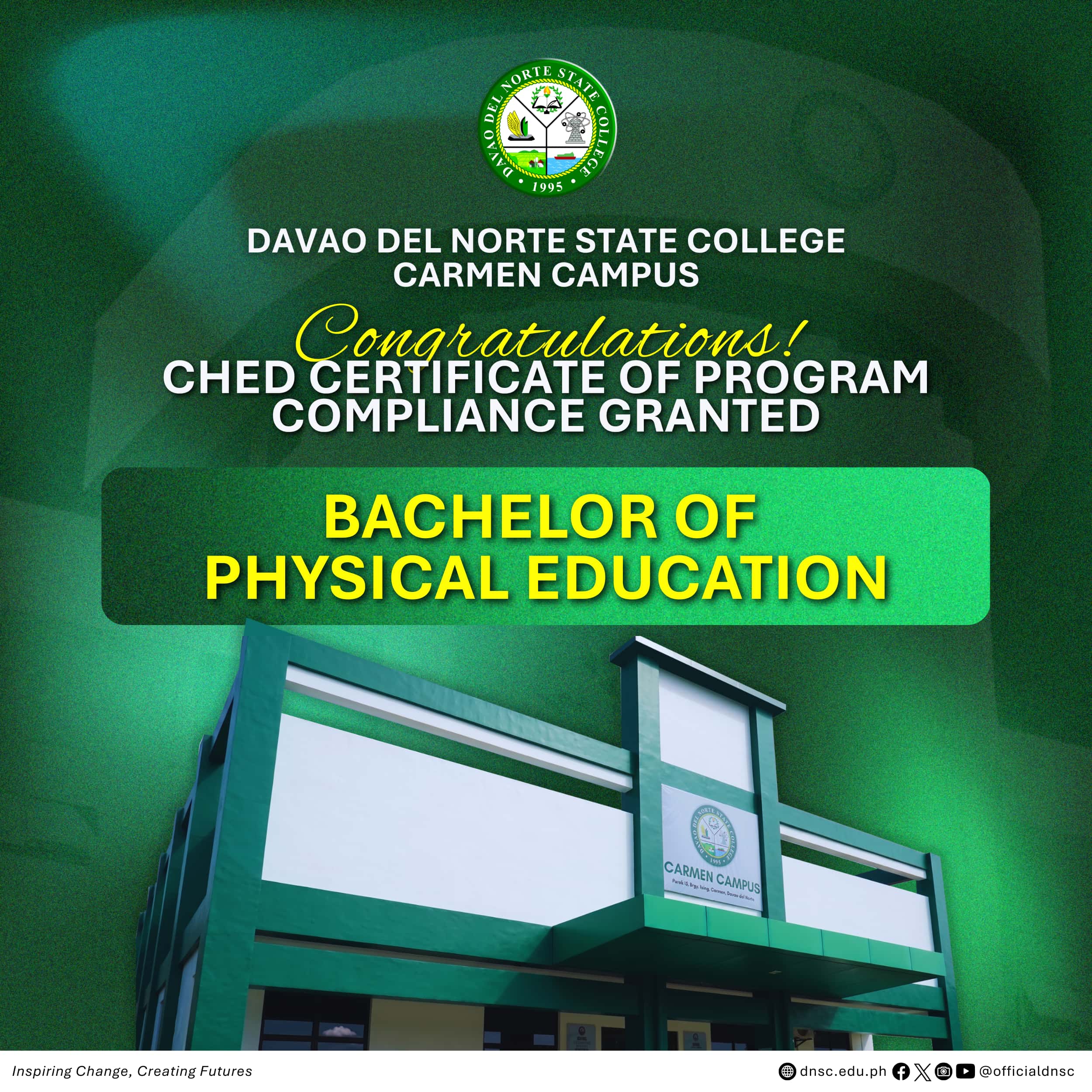 CHED XI grants COPC to DNSC Bachelor of Physical Education